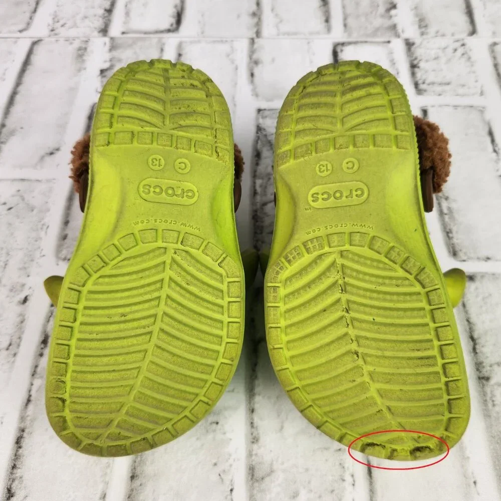 Crocs x Dream Works Shrek Classic Clogs Kids Size 13 Lime Green Ears Shoe Casual